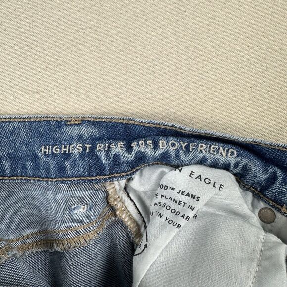 American Eagle Highest Rise 90s Boyfriend Jeans Women’s 2 Blue Denim Stretch‎ - Picture 11 of 16